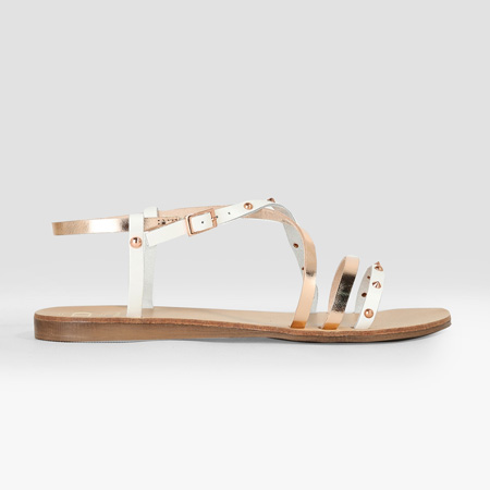 Rose gold and white Larsen studded sandals by Dune London